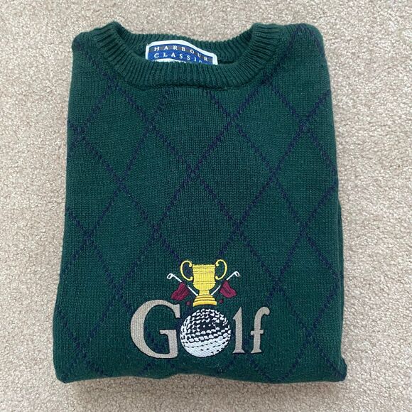 Vintage Harbour Classics Embroidered Cottagecore Hunter Green Sweater Golf Med - Picture 11 of 12